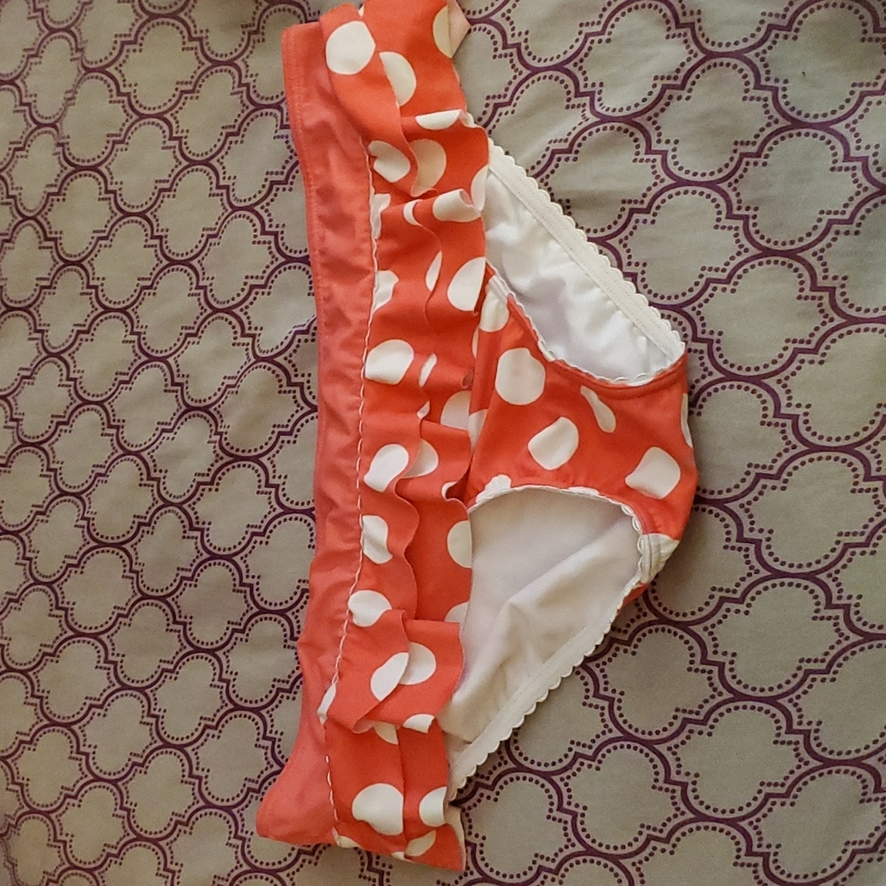 Kelly Brooke Coral Polka Dot Ruffle Bikini Bottom